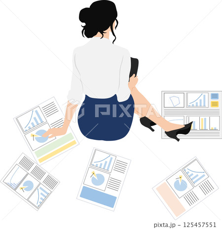 仕事で悩んでいる女性のイラスト 仕事で悩んでいる女性のイラスト 125457551