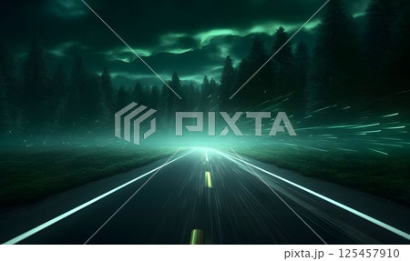 Green Light Trails with Motion Effect. High Speed Light Effect. Long Exposure Green Light Trails with Motion Effect. High Speed Light Effect. Long Exposure 125457910