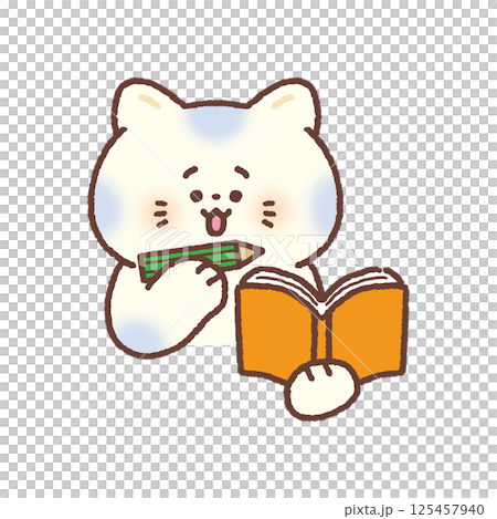 Cute cat taking notes Cute cat taking notes 125457940