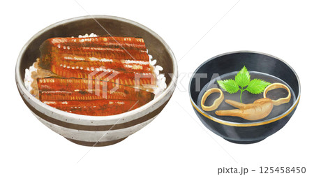 うな丼のイラストセット 125458450