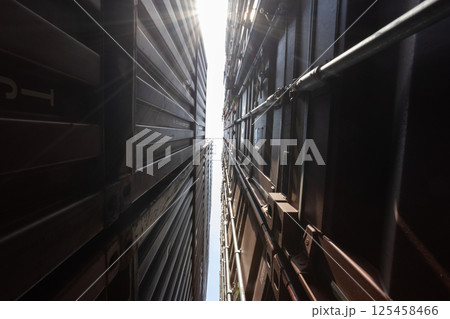 Containers box for import export, international cargo goods freight import commercial. business shipping logistic concept. 125458466