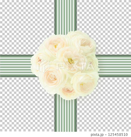 父の日の背景素材　緑色リボン　黄色い花のブーケ　png 125458510
