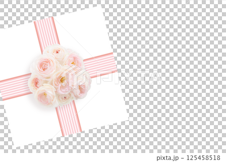 母の日の背景素材　メッセージカード　ピンク色リボン　png 125458518