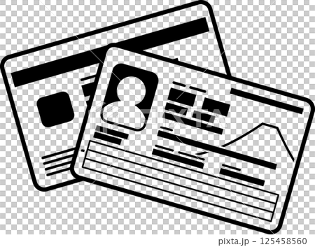 下一張我的號碼卡（個人號碼卡）正面和背面的插圖向量黑白圖示2026年新設計 125458560