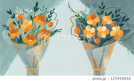 floral bouquet set. Gift with flower blossom background  125458958