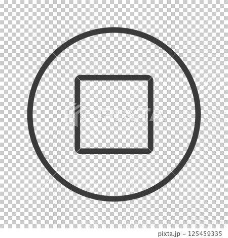 Black stop button line icon - Simple stop mark UI material in a black circle and a white square 125459335