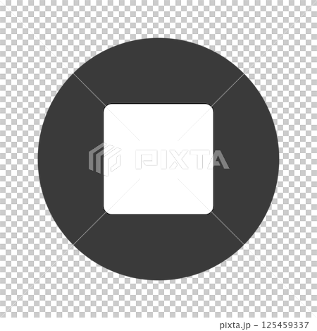黒い停止ボタンのアイコン - 黒丸に白い正方形のシンプルなストップマークのUI素材 125459337