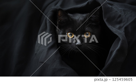 黒の背景と黒の猫 125459605