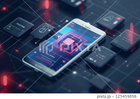 Secure Smartphone with Futuristic Interface 125459856