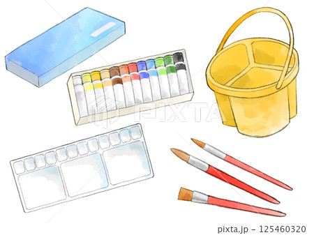 絵の具セット　イラスト　手描き　水彩風 125460320