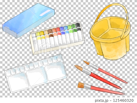 絵の具セット　イラスト　手描き　水彩風 125460320