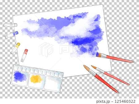 絵の具セット イラスト 手描き 水彩風 絵の具セット イラスト 手描き 水彩風 125460322