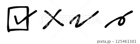 手書きのチェックマークセット、レ点 125461381
