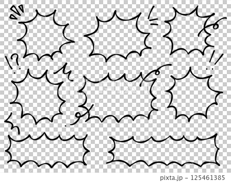 一組手繪漫畫風格的氣泡和框架 125461385