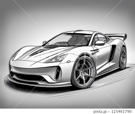 スポーツカーのデザイン画のイメージ素材　鉛筆 125461790
