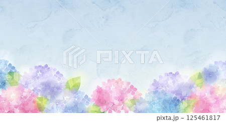 紫陽花の水彩風イラスト、背景素材 紫陽花の水彩風イラスト、背景素材 125461817