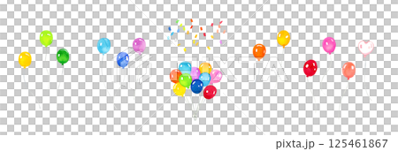 一組彩色氣球-手繪水彩插圖 125461867