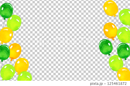 綠色和黃色氣球背景手繪水彩插圖 綠色和黃色氣球背景手繪水彩插圖 125461872
