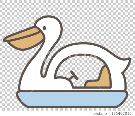 帶有鵜鶘圖案的可愛天鵝船的線條藝術風格向量插圖 125462010