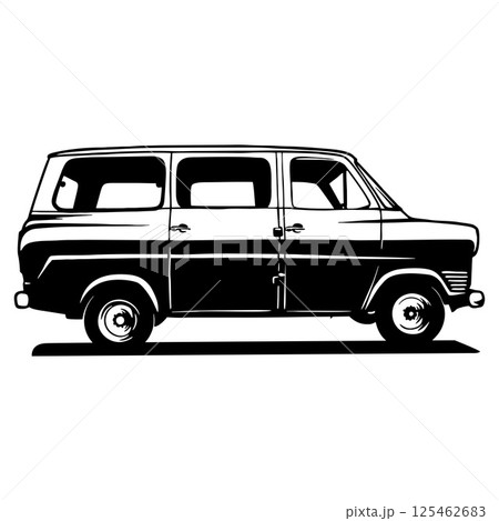 Transit 1965 Mk1 - Classic Car, Stencil, Silhouette, Vector Clip Art for tshirt and emblem 125462683