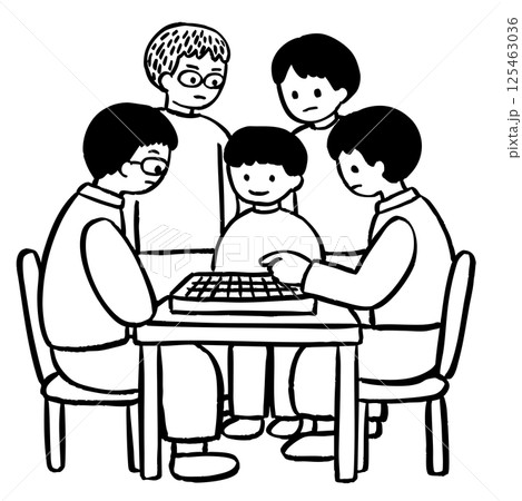 将棋の対局・対局後の感想戦の様子のベクターイラスト 将棋の対局・対局後の感想戦の様子のベクターイラスト 125463036