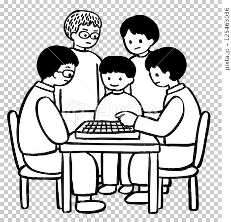 將棋比賽和賽後討論的向量插圖 125463036