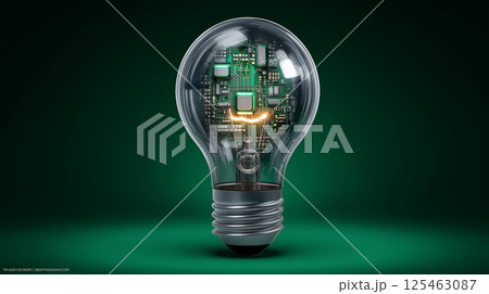 回路基板が内蔵された近未来的な電球のコンセプトアート 125463087