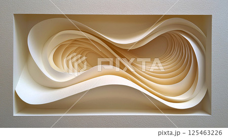 Paper cutout effect, ultra clean abstract layering, minimal depth illusion 125463226