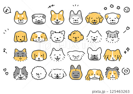かわいい犬の顔のアイコンセット①＿ご機嫌な表情 125463263