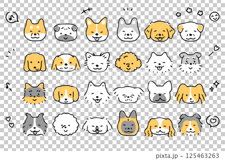 かわいい犬の顔のアイコンセット①＿ご機嫌な表情 125463263