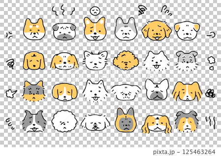 かわいい犬の顔のアイコンセット①＿不機嫌な表情 125463264