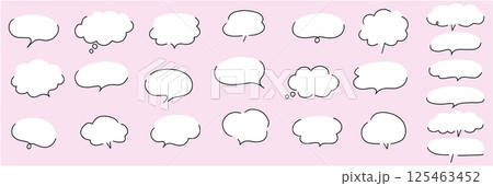 手描きの吹き出しのベクターイラストセット。ふきだし、フレーム、おしゃれ、手書き、シンプル 125463452