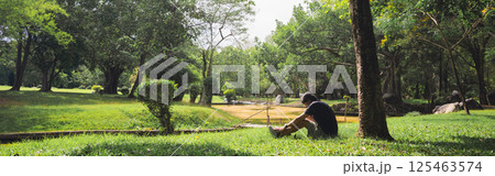 wellness concept with tree in park on summer season 125463574