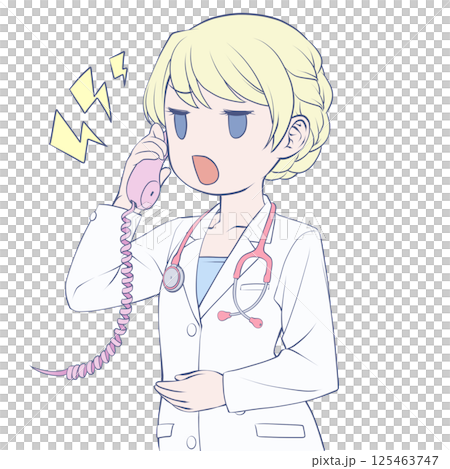 金髮女醫生在電話裡說話，很生氣 125463747