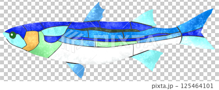 A beautiful mosaic-style cutout illustration of a saltwater fish called mullet A beautiful mosaic-style cutout illustration of a saltwater fish called mullet 125464101