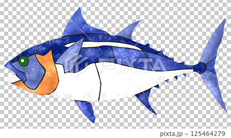 A beautiful mosaic-style cutout illustration of the luxury fish tuna 125464279