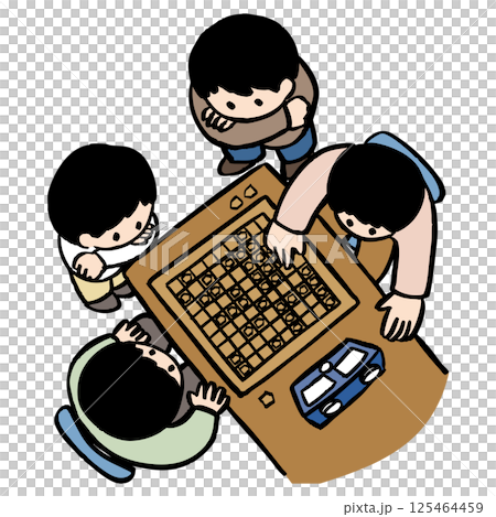 将棋の対局・対局後の感想戦の様子のベクターイラスト 将棋の対局・対局後の感想戦の様子のベクターイラスト 125464459