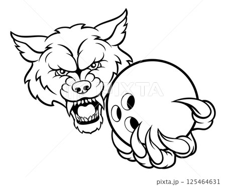Wolf Bowling Mascot Breaking Background 125464631