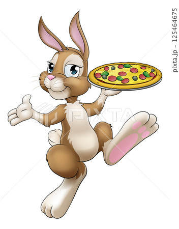 Easter Bunny Rabbit Cartoon Pizza Restaurant Chef Easter Bunny Rabbit Cartoon Pizza Restaurant Chef 125464675