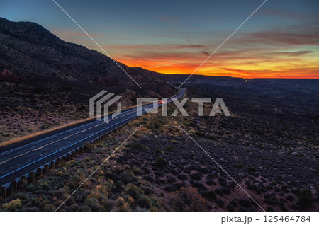 Sunset Over Road to Grand Canyon, Coconino County, Arizona Sunset Over Road to Grand Canyon, Coconino County, Arizona 125464784