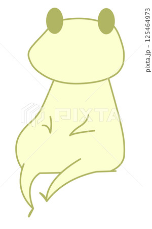 座って足をゆらすカエル(黄色) 125464973