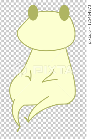 座って足をゆらすカエル(黄色) 125464973