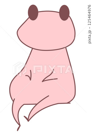 座って足をゆらすカエル(赤色) 125464976