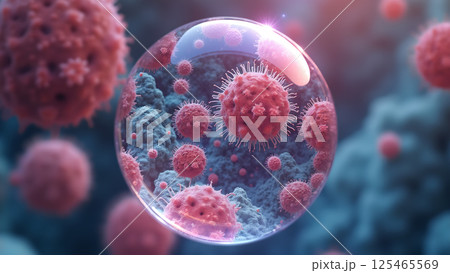Microscopic View of Cells with a Bubble Effect Microscopic View of Cells with a Bubble Effect 125465569