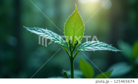 New Growth Emerges in Forest Sunlight Glow 125465674