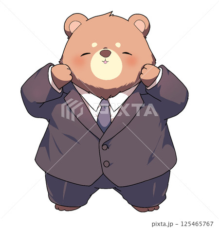 喋るスーツを着たクマのビジネスマン 125465767