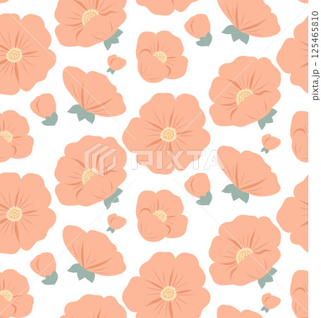 Delicate vector pattern with pink flowers. Feminine spring texture with sakura flowers on white background. Tender surface design Delicate vector pattern with pink flowers. Feminine spring texture with sakura flowers on white background. Tender surface design 125465810