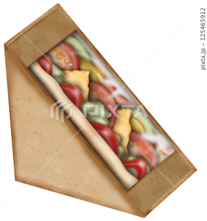 Sandwich colorful hand drawn design elements cute have pieces and ingredients drawn in watercolor.  125465912