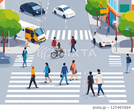 横断歩道を渡る人々 125465984