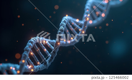 Abstract DNA Strand Glowing with Digital Light 125466002